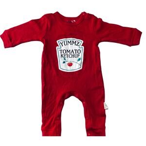 NWOT Red Yummz Tomato Ketchup Snap-Crotch LS Baby One-Piece